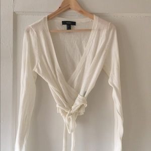 White faux wrap sweater from Forever 21